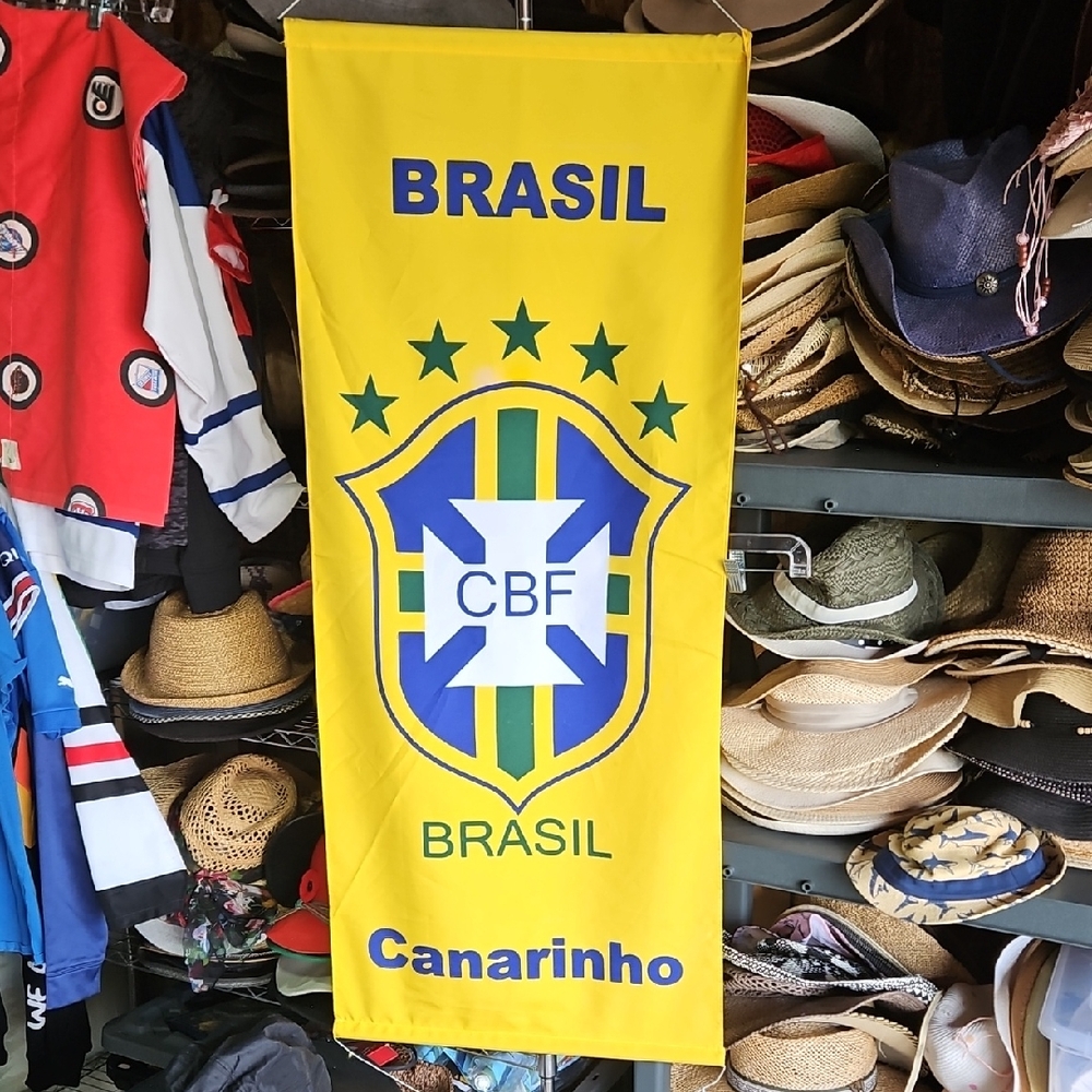 Yellow Brasil CBF Banner Soccer Size 19"  X 46"